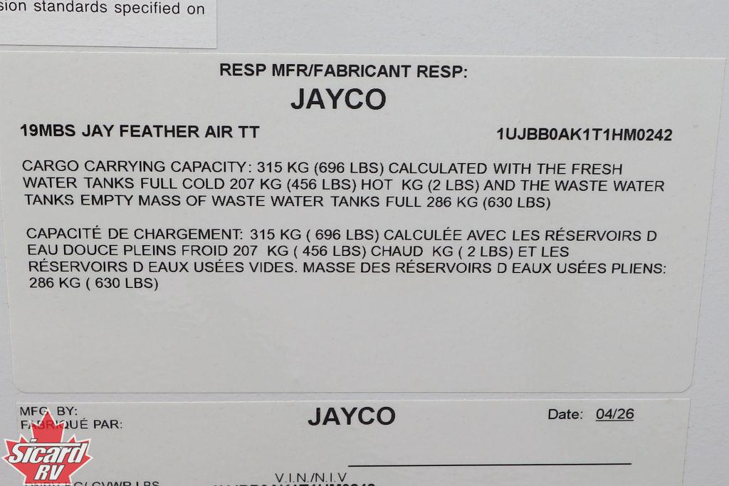 2026 JAYCO JAY FEATHER AIR 19MBS