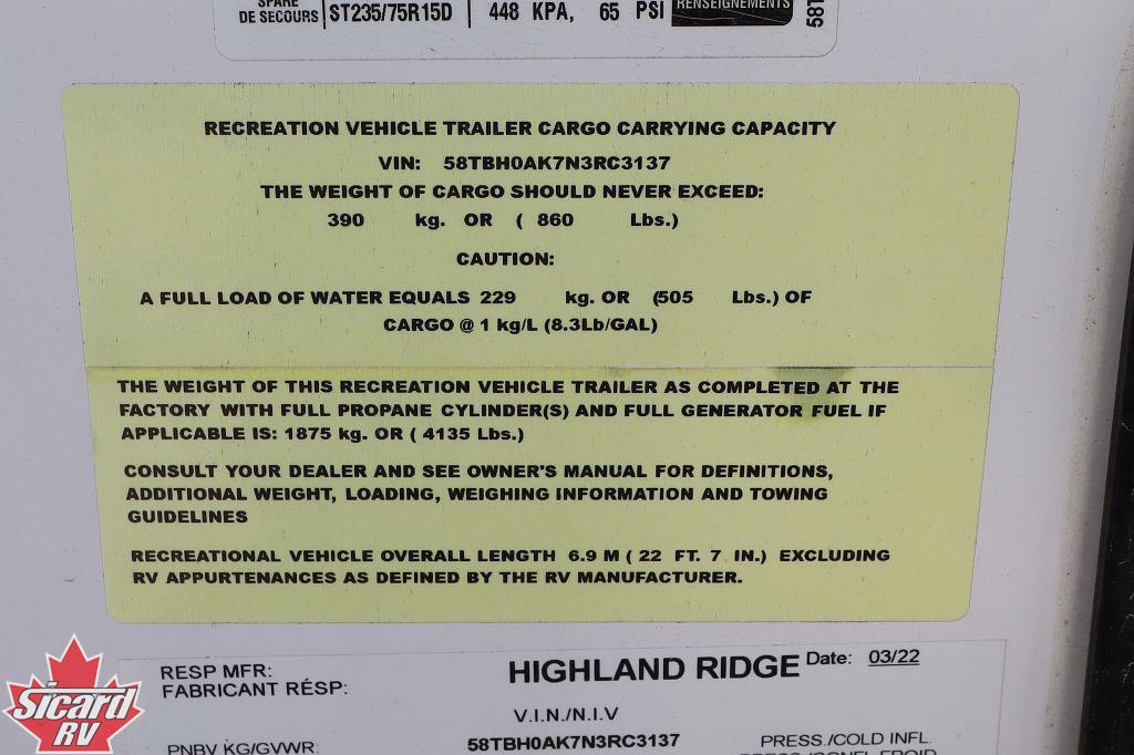 2022 HIGHLAND RIDGE OPEN RANGE AIR LITE 18RBS