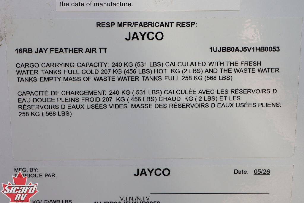 2027 JAYCO JAY FEATHER AIR 16RB