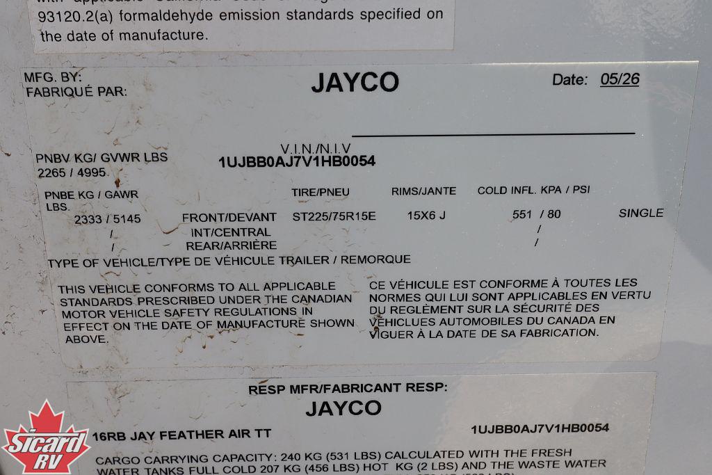 2027 JAYCO JAY FEATHER AIR 16RB