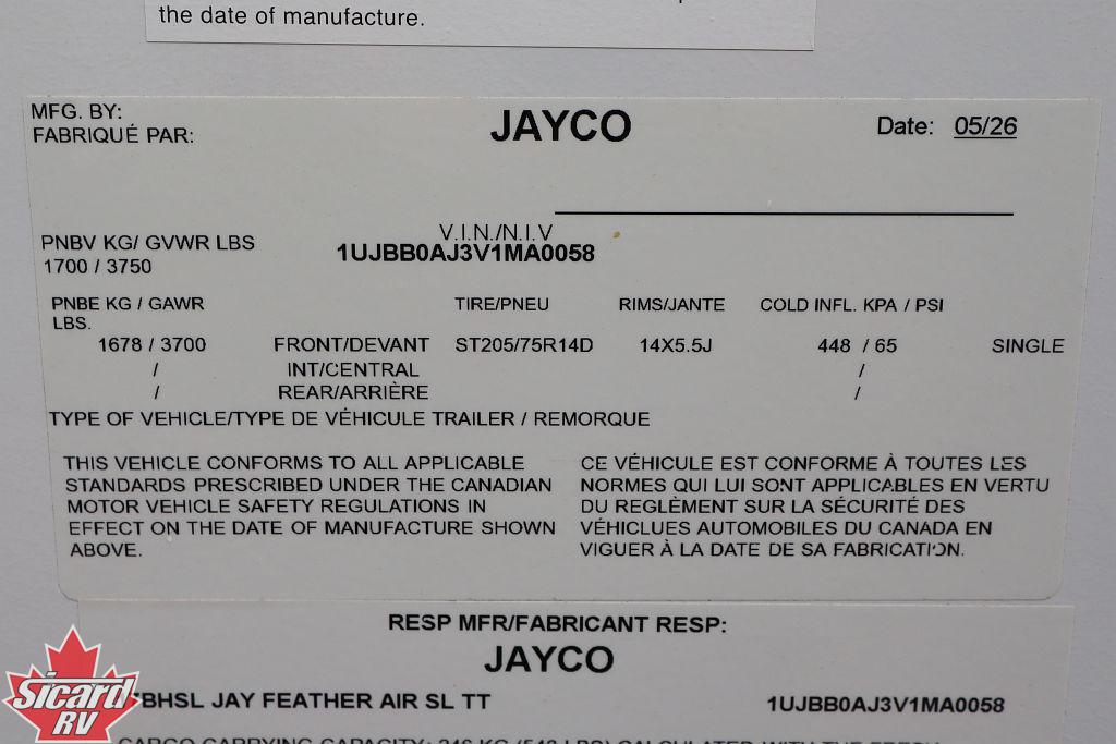 2027 JAYCO JAY FEATHER AIR SUPER LITE 17BHSL