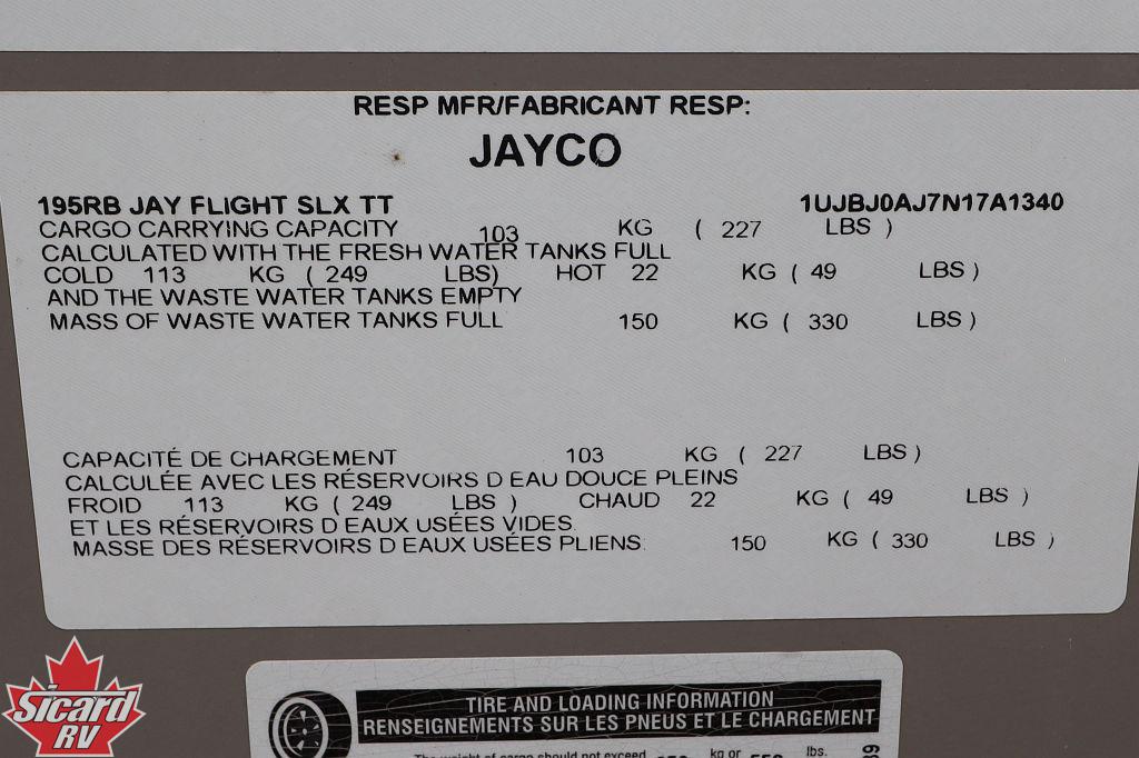 2022 JAYCO JAY FLIGHT SLX 7 195RB