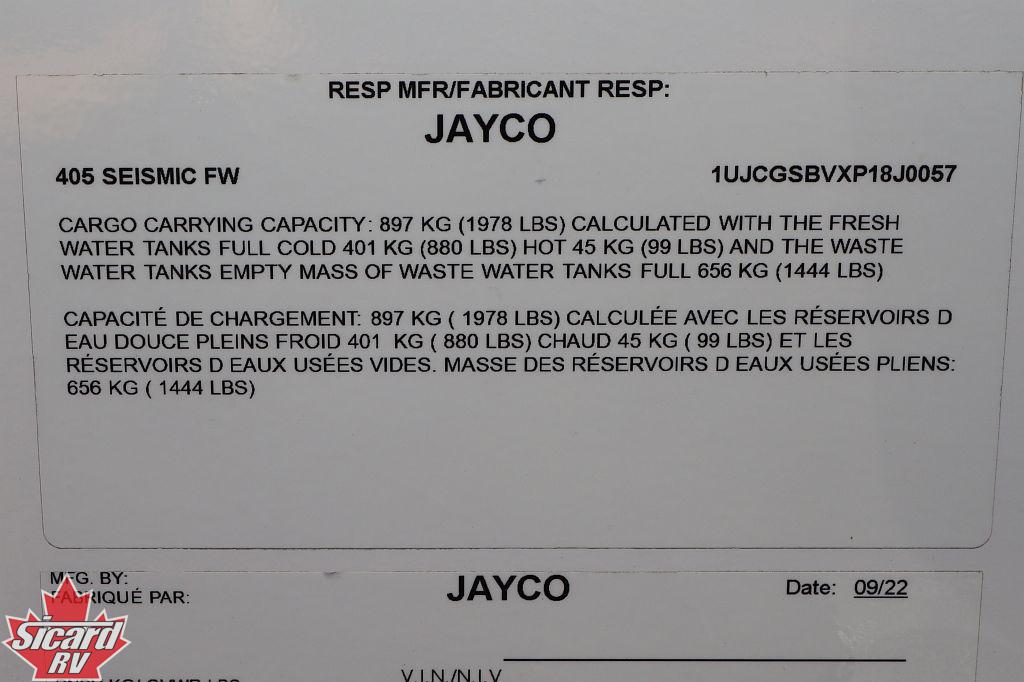 2023 JAYCO SEISMIC 405