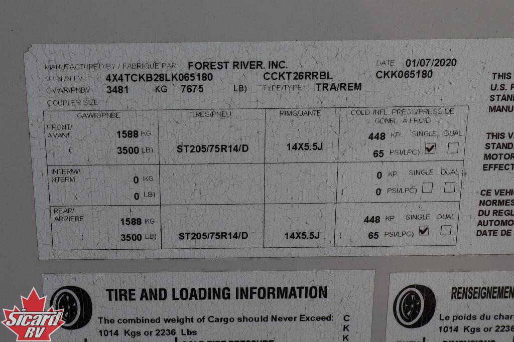 2020 FOREST RIVER GREY WOLF LIMITED 26RRBL