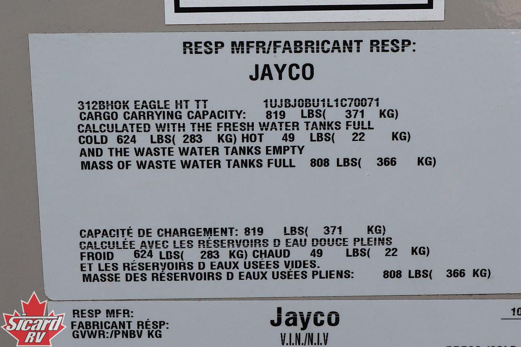2020 JAYCO EAGLE HT 312BHOK