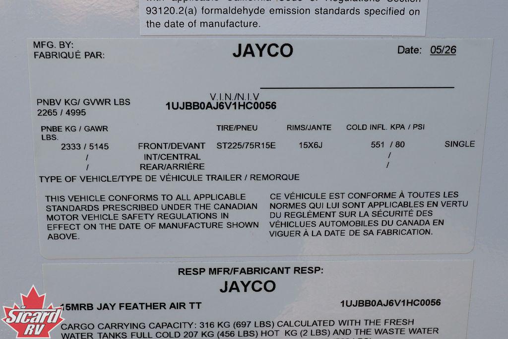 2027 JAYCO JAY FEATHER AIR 15MRB