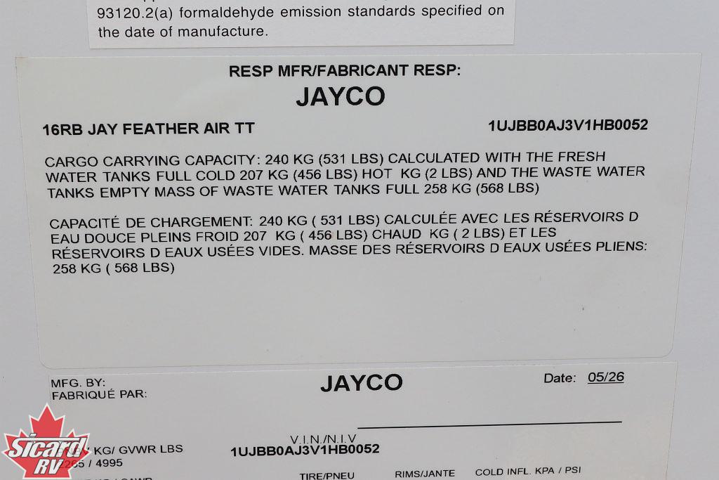 2027 JAYCO JAY FEATHER AIR 16RB