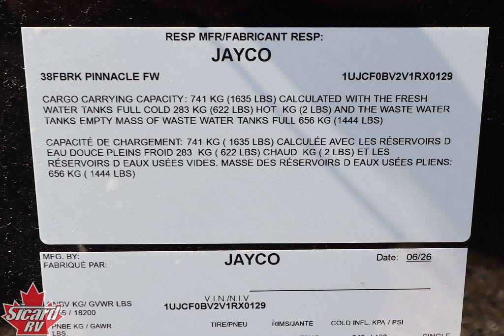 2027 JAYCO PINNACLE 38FBRK