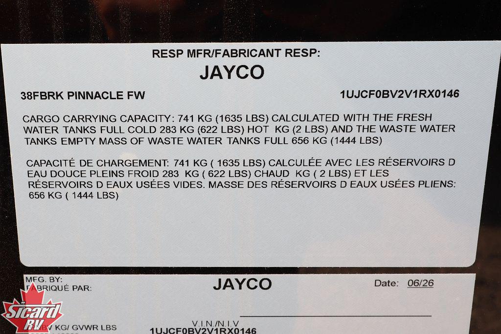 2027 JAYCO PINNACLE 38FBRK