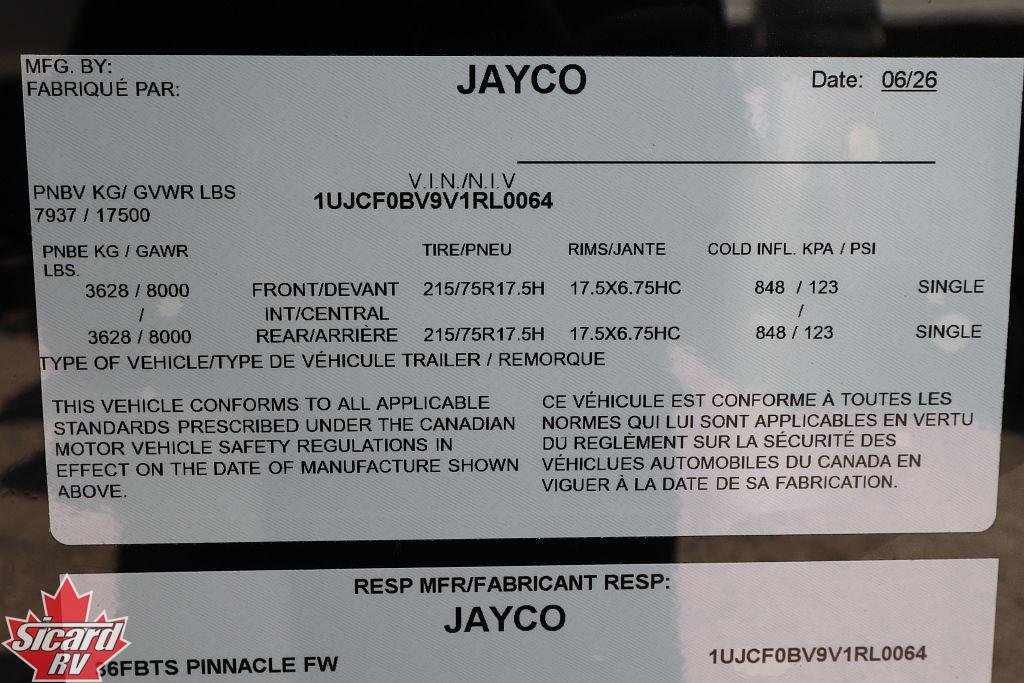 2027 JAYCO PINNACLE 36FBTS