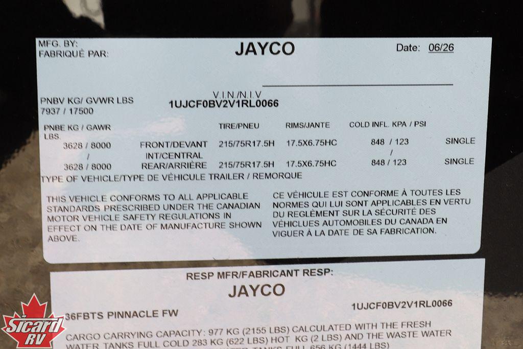 2027 JAYCO PINNACLE 36FBTS