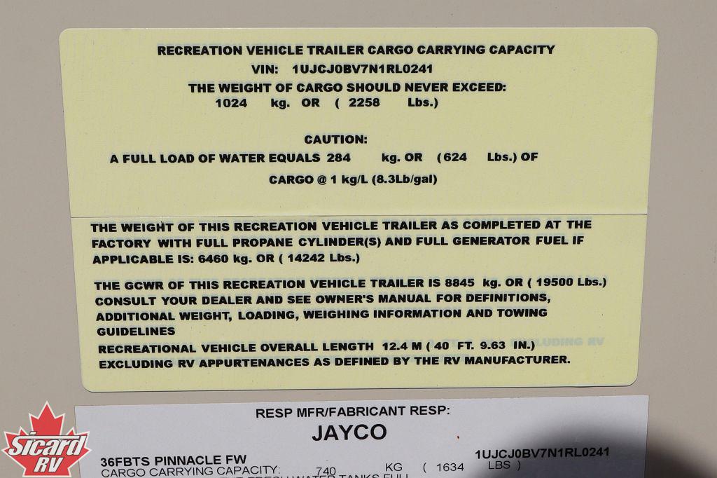 2022 JAYCO PINNACLE 36FBTS
