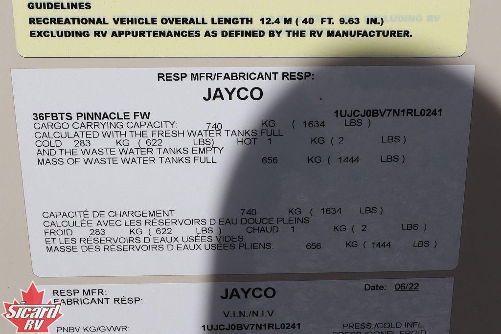 2022 JAYCO PINNACLE 36FBTS
