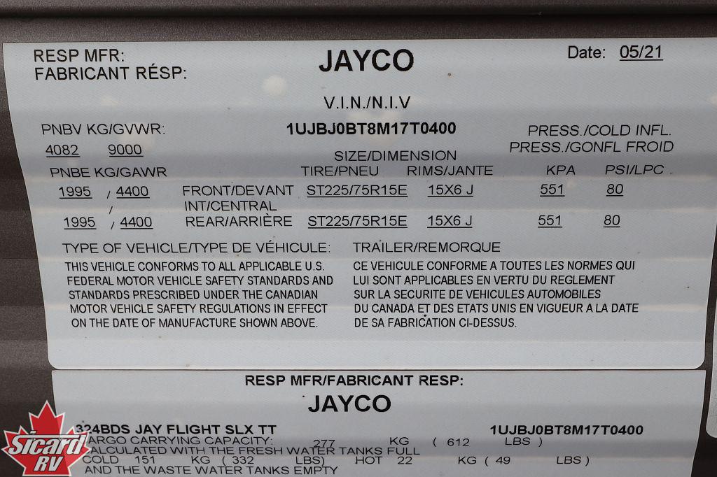2021 JAYCO JAY FLIGHT SLX 8 324BDS