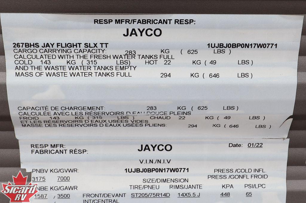 2022 JAYCO JAY FLIGHT SLX 8 267BHS