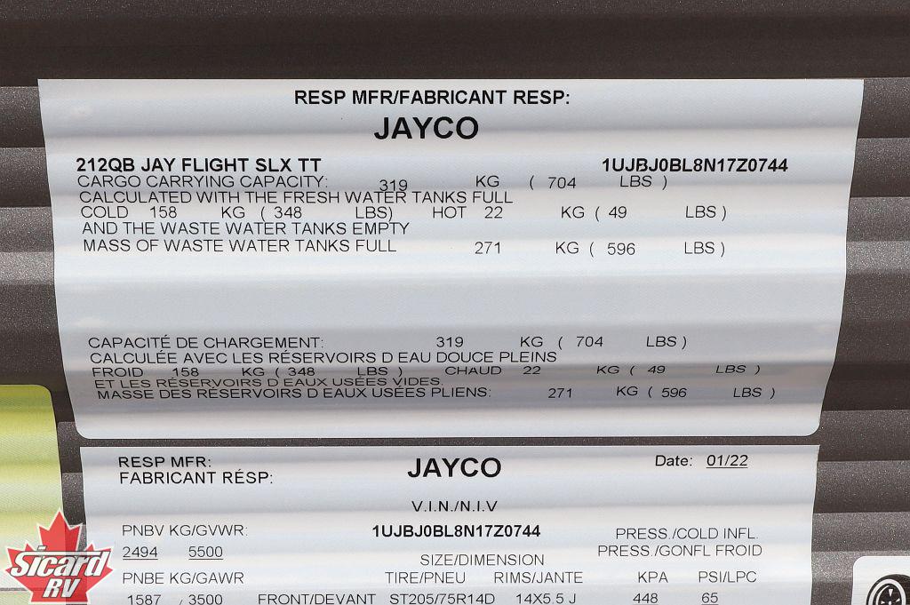 2022 JAYCO JAY FLIGHT SLX 8 212QB