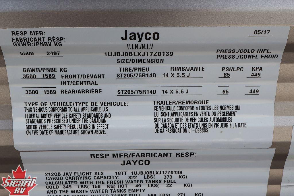 2018 JAYCO JAY FLIGHT SLX 212QB