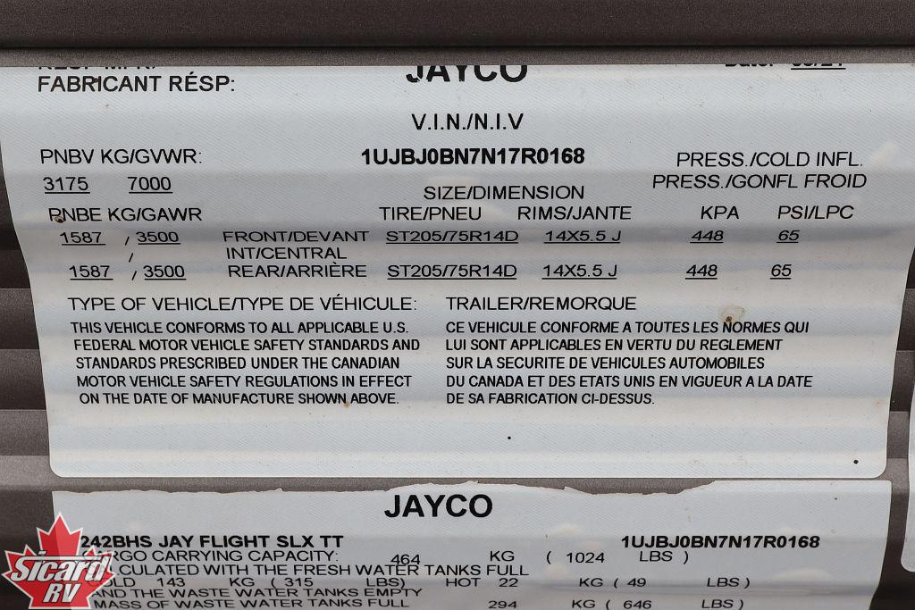 2022 JAYCO JAY FLIGHT SLX 8 242BHS