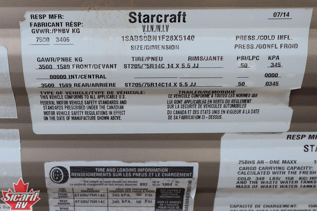 2015 STARCRAFT AR-ONE MAXX 25BHS