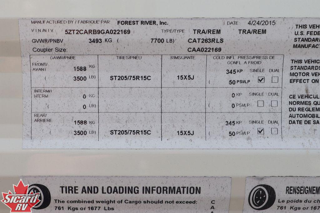2016 COACHMEN CATALINA 263RLS