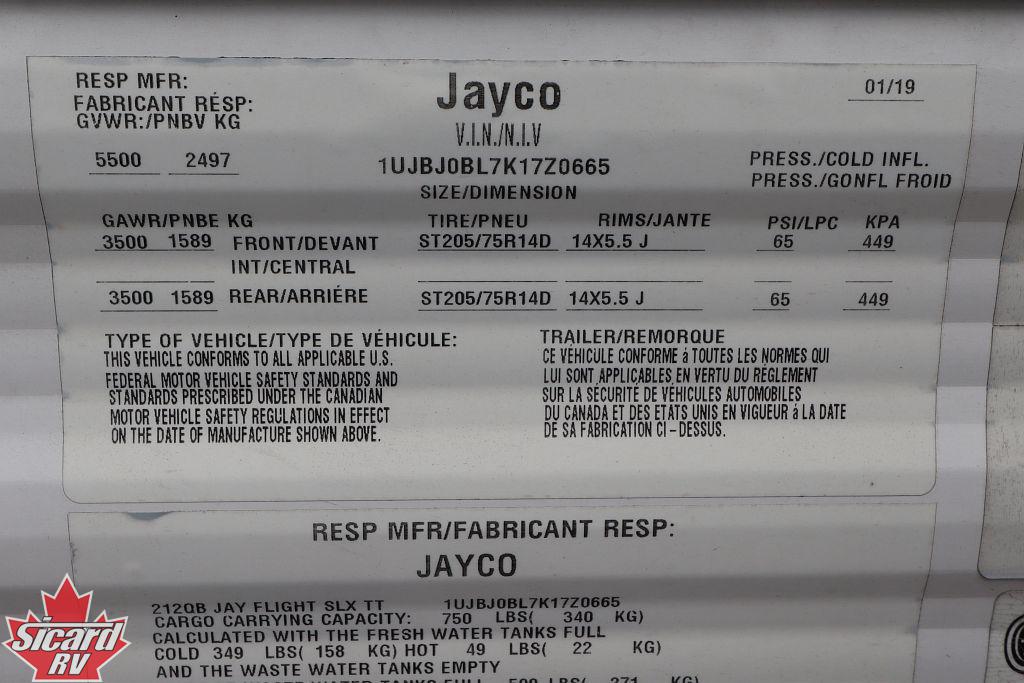 2019 JAYCO JAY FLIGHT SLX 8 212QB