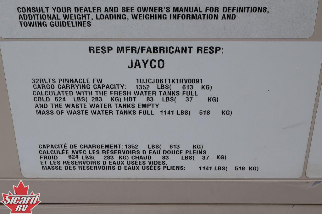 2019 JAYCO PINNACLE 32RLTS