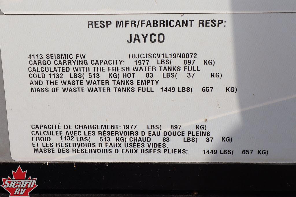 2020 JAYCO SEISMIC 4113