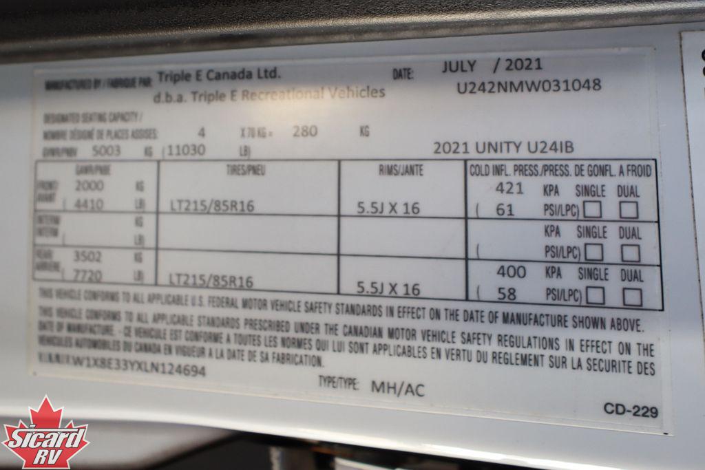 2021 LEISURE TRAVEL VANS UNITY U24IB