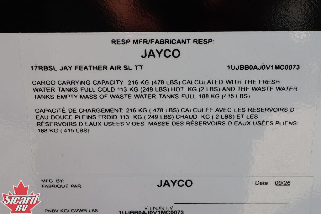 2027 JAYCO JAY FEATHER AIR SUPER LITE 17RBSL