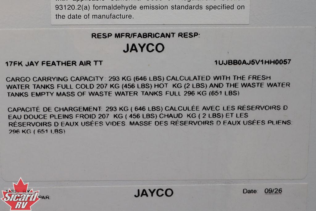 2027 JAYCO JAY FEATHER AIR 17FK