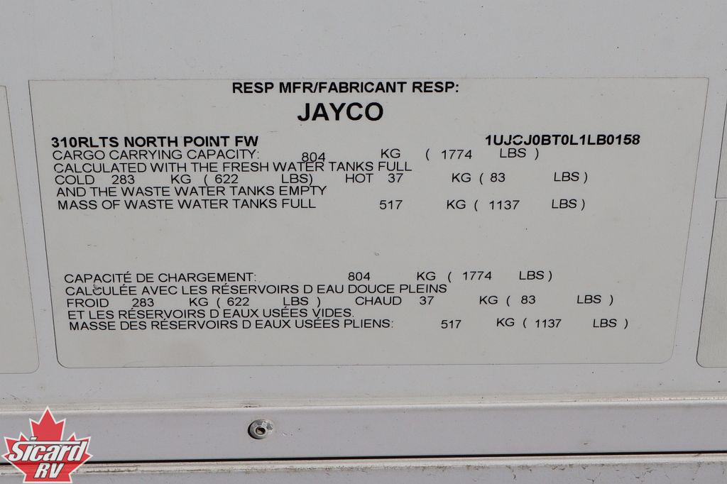 2020 JAYCO NORTH POINT 310RLTS