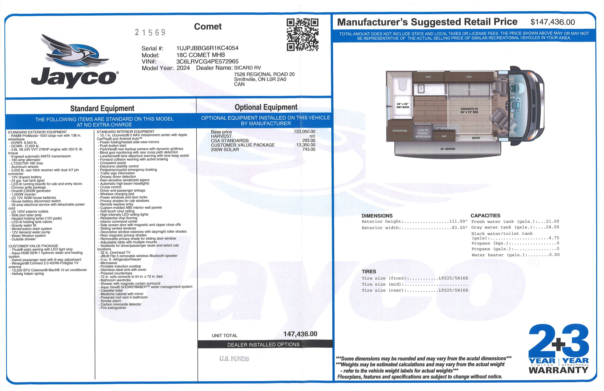 2025 JAYCO COMET 18C Sicard RV
