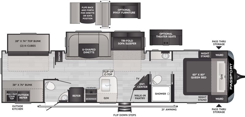 Floorplan for 2023 KEYSTONE PASSPORT GT SERIES 3352BH