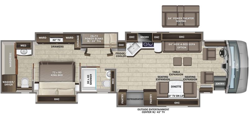 Floorplan for 2023 ENTEGRA COACH ASPIRE 44R