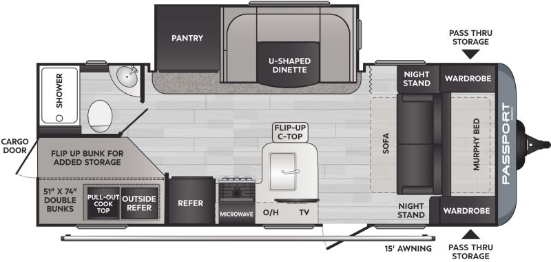 Floorplan for 2022 KEYSTONE PASSPORT SL SERIES 221BH