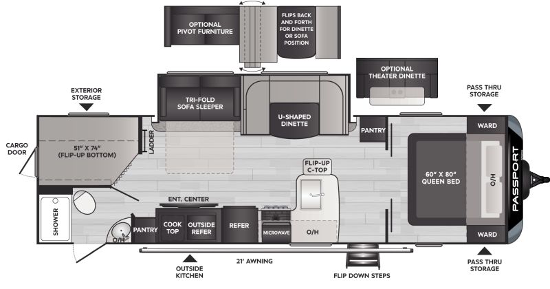 Floorplan for 2022 KEYSTONE PASSPORT GT SERIES 2951BH