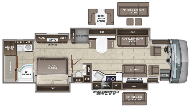 Floorplan for 2023 ENTEGRA COACH ASPIRE 40P