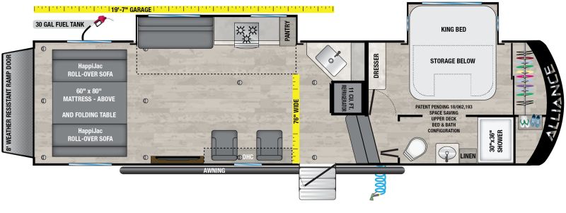 Floorplan for 2024 ALLIANCE VALOR 30A20
