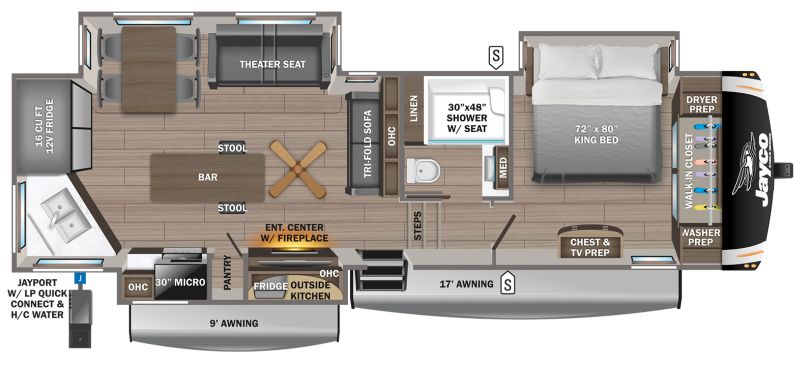 Floorplan for 2024 JAYCO EAGLE 319MLOK