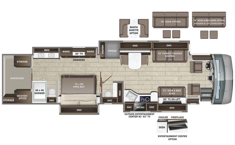 Floorplan for 2023 ENTEGRA COACH ANTHEM 44D