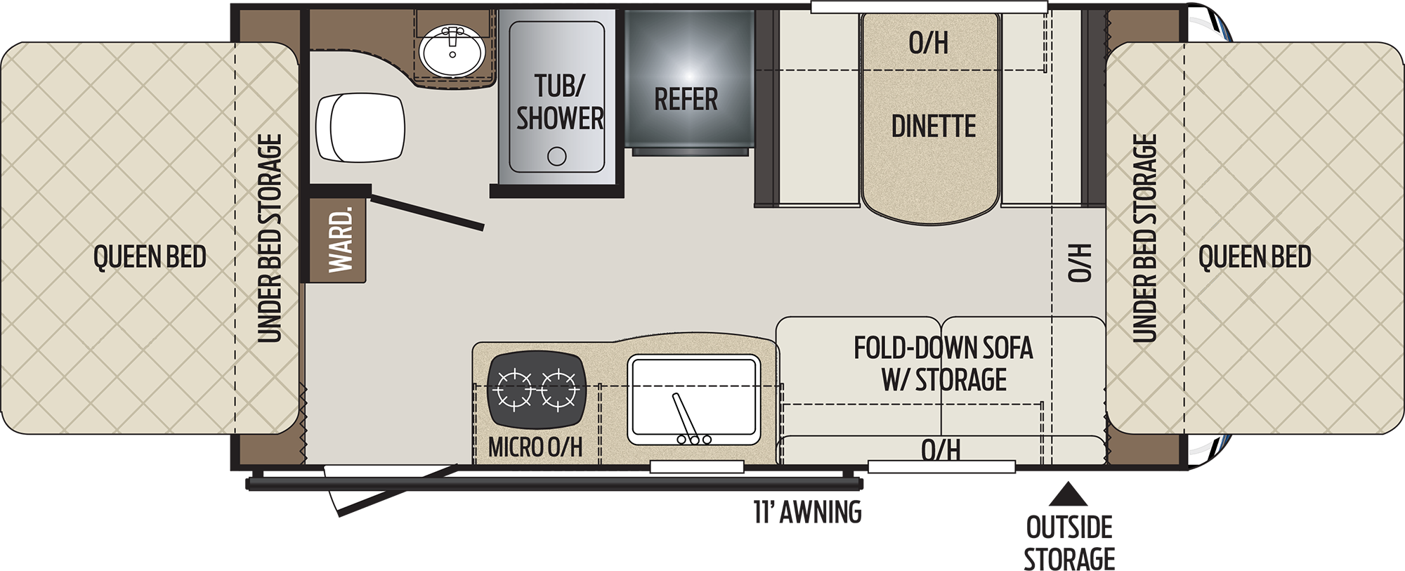 2020 KEYSTONE BULLET CROSSFIRE 1650EX (bunks) Floorplan