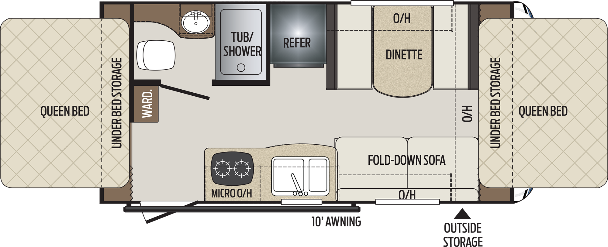 2019 KEYSTONE BULLET CROSSFIRE 1650EX (bunks) Floorplan