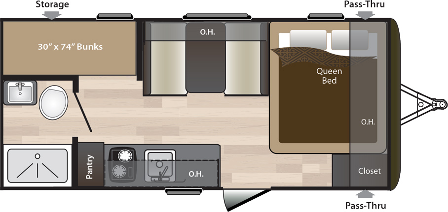 2019 KEYSTONE HIDEOUT LHS 175LHS (bunks) Floorplan