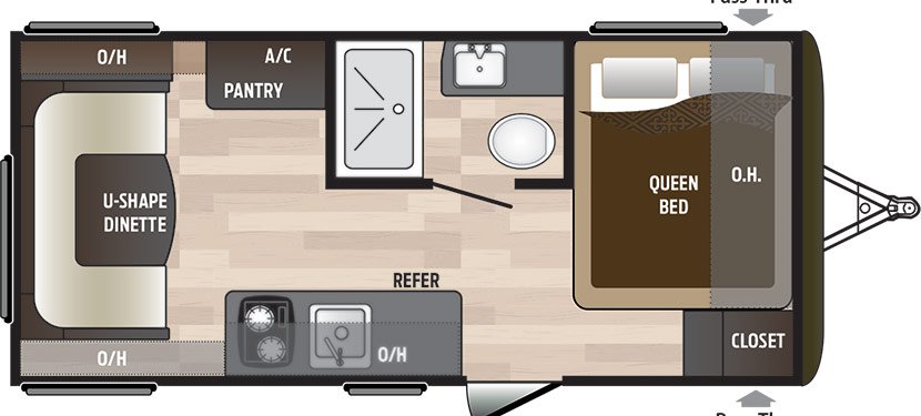 2018 KEYSTONE HIDEOUT LHS 177LHS (couples) Floorplan