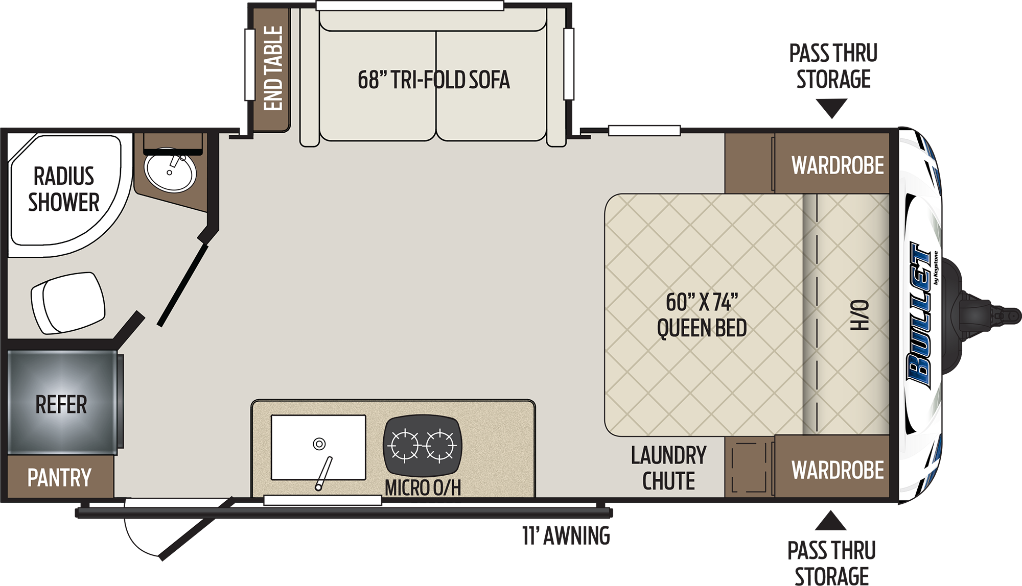 2020 KEYSTONE RV BULLET CROSSFIRE 1850RB (couples) Floorplan