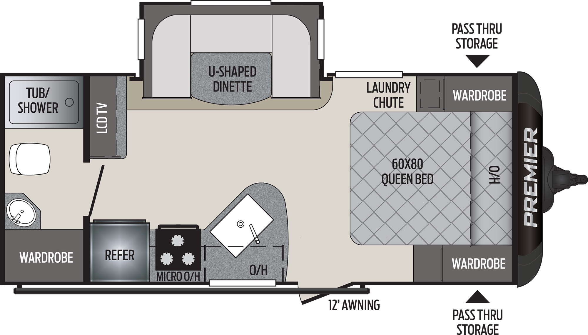 2019 KEYSTONE PREMIER 19FBPR (couples) Floorplan