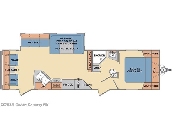 2018 FOREST RIVER SHASTA REVERE 27RL (couples) Floorplan