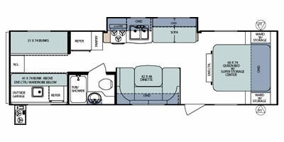 2014 FOREST RIVER SURVEYOR 295BHS Floorplan