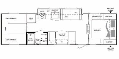 2012 KEYSTONE RV BULLET 286QBS (bunks) Floorplan
