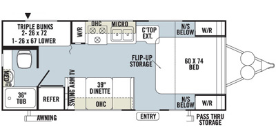 2014 FOREST RIVER ROCKWOOD MINI-LITE 2306 (bunks) Floorplan